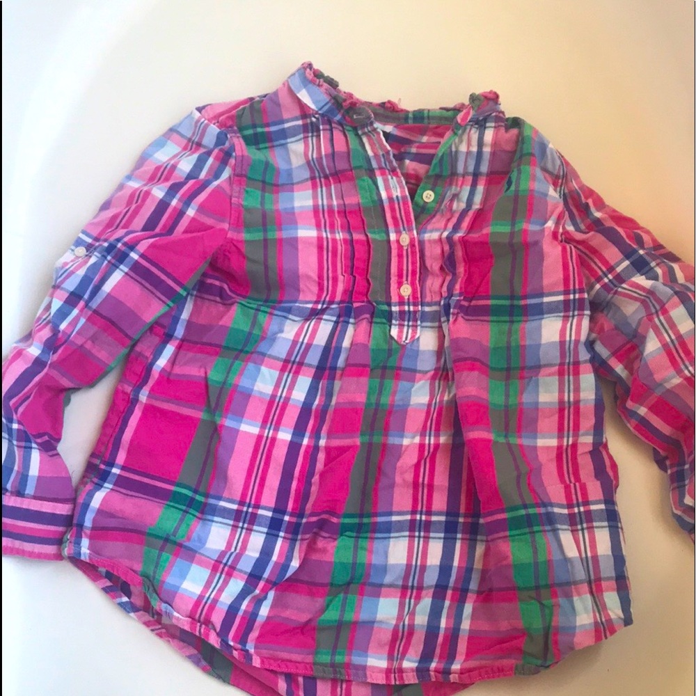 Cute Ralph Lauren button-down plaid shirt for girls